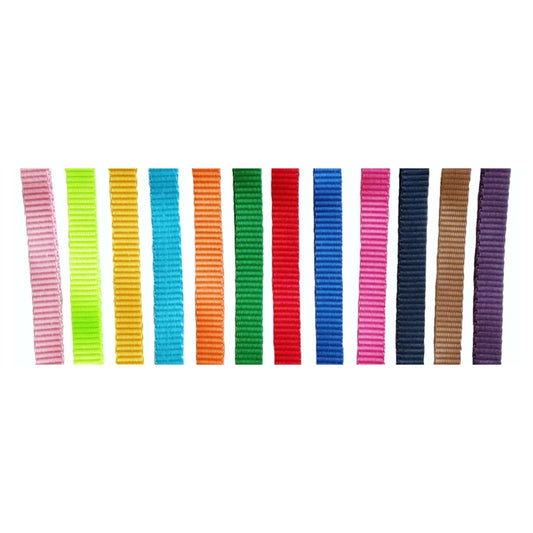 Set of colorful puppy leads in various colors on a white background